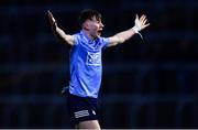 28 April 2022; Ronan Cullen of Dublin reacts during the EirGrid Leinster GAA Football U20 Championship Final match between Dublin and Kildare at MW Hire O'Moore Park in Portlaoise, Laois. Photo by Ben McShane/Sportsfile
