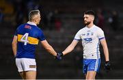 30 April 2022; Tholom Guiry of Waterford and Willie Eviston of Tipperary shake hands after the Munster GAA Senior Football Championship Quarter-Final match between Waterford and Tipperary at Fraher Field in Dungarvan, Waterford. Photo by Seb Daly/Sportsfile