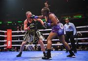 30 April 2022; Franchon Crews Dezurn, right, and Elin Cederroos during their undisputed super middleweight championship fight at Madison Square Garden in New York, USA. Photo by Stephen McCarthy/Sportsfile