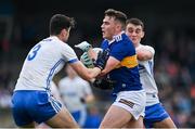 30 April 2022; Jack Harney of Tipperary in action against Jimmy Feehan, left, and Stephen Curry of Waterford during the Munster GAA Senior Football Championship Quarter-Final match between Waterford and Tipperary at Fraher Field in Dungarvan, Waterford. Photo by Seb Daly/Sportsfile
