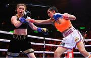 30 April 2022; Amanda Serrano, right, and Katie Taylor during their undisputed world lightweight championship fight at Madison Square Garden in New York, USA. Photo by Stephen McCarthy/Sportsfile