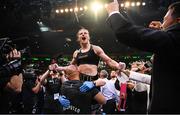 30 April 2022; Katie Taylor celebrates victory after her undisputed world lightweight championship fight with Amanda Serrano at Madison Square Garden in New York, USA. Photo by Stephen McCarthy/Sportsfile