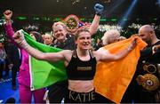 30 April 2022; Katie Taylor and manager Brian Peters celebrate victory after her undisputed world lightweight championship fight with Amanda Serrano at Madison Square Garden in New York, USA. Photo by Stephen McCarthy/Sportsfile