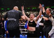 30 April 2022; Katie Taylor is declared victorious in her undisputed world lightweight championship fight with Amanda Serrano at Madison Square Garden in New York, USA. Photo by Stephen McCarthy/Sportsfile