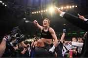 30 April 2022; Katie Taylor celebrates victory after her undisputed world lightweight championship fight with Amanda Serrano at Madison Square Garden in New York, USA. Photo by Stephen McCarthy/Sportsfile