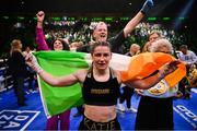 30 April 2022; Katie Taylor celebrates victory after her undisputed world lightweight championship fight with Amanda Serrano at Madison Square Garden in New York, USA. Photo by Stephen McCarthy/Sportsfile