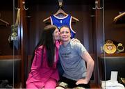 30 April 2022; Katie Taylor and her mother Bridget after her undisputed world lightweight championship fight with Amanda Serrano at Madison Square Garden in New York, USA. Photo by Stephen McCarthy/Sportsfile