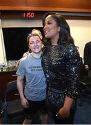 30 April 2022; Katie Taylor with Laila Ali following her undisputed world lightweight championship fight victory over Amanda Serrano at Madison Square Garden in New York, USA. Photo by Stephen McCarthy/Sportsfile