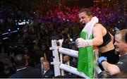 30 April 2022; Katie Taylor celebrates her undisputed world lightweight championship fight victory over Amanda Serrano at Madison Square Garden in New York, USA. Photo by Stephen McCarthy/Sportsfile