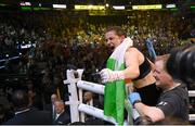 30 April 2022; Katie Taylor celebrates her undisputed world lightweight championship fight victory over Amanda Serrano at Madison Square Garden in New York, USA. Photo by Stephen McCarthy/Sportsfile