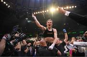 30 April 2022; Katie Taylor celebrates her undisputed world lightweight championship fight victory over Amanda Serrano at Madison Square Garden in New York, USA. Photo by Stephen McCarthy/Sportsfile