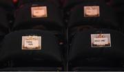 30 April 2022; A detailed view of a seat reserved for boxer Tommy Fury and his partner Molly-Mae Hague during the undisputed world lightweight championship fight between Katie Taylor and Amanda Serrano at Madison Square Garden in New York, USA. Photo by Stephen McCarthy/Sportsfile