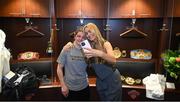 30 April 2022; Katie Taylor with DAZN presener Laura Woods after her undisputed world lightweight championship fight with Amanda Serrano at Madison Square Garden in New York, USA. Photo by Stephen McCarthy/Sportsfile