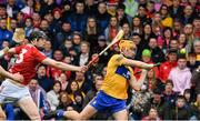 1 May 2022; Robin Mounsey of Clare is tackled by Robert Downey of Cork during the Munster GAA Hurling Senior Championship Round 3 match between Cork and Clare at FBD Semple Stadium in Thurles, Tipperary. Photo by Ray McManus/Sportsfile