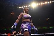 30 April 2022; Franchon Crews Dezurn during her undisputed super middleweight championship fight with Elin Cederroos at Madison Square Garden in New York, USA. Photo by Stephen McCarthy/Sportsfile