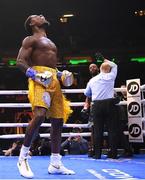 30 April 2022; Austin Williams celebrates victory over Chordale Booker during their vacant WBA continental americas middleweight title fight at Madison Square Garden in New York, USA. Photo by Stephen McCarthy/Sportsfile