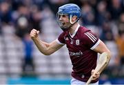 1 May 2022; Johnny Coen of Galway celebrates after scoring his side's first goal during the Leinster GAA Hurling Senior Championship Round 3 match between Galway and Kilkenny at Pearse Stadium in Galway. Photo by Brendan Moran/Sportsfile