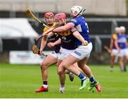 1 May 2022; Paudie Foley of Wexford in action against Ciaran McEvoy of Laois during the Leinster GAA Hurling Senior Championship Round 3 match between Laois and Wexford at MW Hire O’Moore Park in Portlaoise, Laois. Photo by Michael P Ryan/Sportsfile
