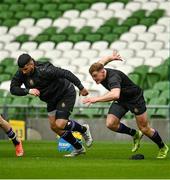 1 May 2022; The Terenure players warming up before the Energia All-Ireland League Division 1 Final match between Clontarf and Terenure at Aviva Stadium in Dublin. Photo by Oliver McVeigh/Sportsfile