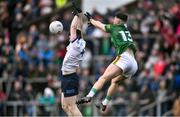 1 May 2022; Tom Moran of Wicklow and Jordan Morris of Meath contest a high ball during the Leinster GAA Football Senior Championship Quarter-Final match between Meath and Wicklow at Páirc Tailteann in Navan, Meath. Photo by Ben McShane/Sportsfile