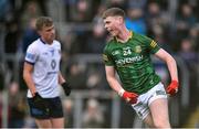 1 May 2022; Mathew Costello of Meath celebrates after scoring his side's third goal during the Leinster GAA Football Senior Championship Quarter-Final match between Meath and Wicklow at Páirc Tailteann in Navan, Meath. Photo by Ben McShane/Sportsfile