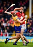 1 May 2022; Peter Duggan of Clare and Robert Downey of Cork during the Munster GAA Hurling Senior Championship Round 3 match between Cork and Clare at FBD Semple Stadium in Thurles, Tipperary. Photo by Ray McManus/Sportsfile