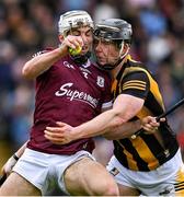 1 May 2022; Daithí Burke of Galway is tackled by Walter Walsh of Kilkenny during the Leinster GAA Hurling Senior Championship Round 3 match between Galway and Kilkenny at Pearse Stadium in Galway. Photo by Brendan Moran/Sportsfile