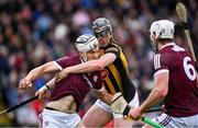 1 May 2022; Daithí Burke of Galway, left, is tackled by Walter Walsh of Kilkenny during the Leinster GAA Hurling Senior Championship Round 3 match between Galway and Kilkenny at Pearse Stadium in Galway. Photo by Brendan Moran/Sportsfile