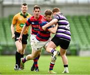 1 May 2022; Michael Brown of Clontarf is tackled by Levi Vaughan of Terenure College during the Energia All-Ireland League Division 1 Final match between Clontarf and Terenure at Aviva Stadium in Dublin. Photo by Oliver McVeigh/Sportsfile