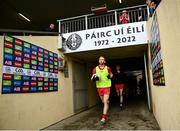 1 May 2022; Conor Glass of Derry runs out before the Ulster GAA Football Senior Championship Quarter-Final match between Tyrone and Derry at O'Neills Healy Park in Omagh, Tyrone. Photo by David Fitzgerald/Sportsfile