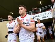 1 May 2022; Niall Kelly of Tyrone runs out before the Ulster GAA Football Senior Championship Quarter-Final match between Tyrone and Derry at O'Neills Healy Park in Omagh, Tyrone. Photo by David Fitzgerald/Sportsfile