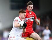 1 May 2022; Conor Meyler of Tyrone in action against Paul Cassidy of Derry during the Ulster GAA Football Senior Championship Quarter-Final match between Tyrone and Derry at O'Neills Healy Park in Omagh, Tyrone. Photo by David Fitzgerald/Sportsfile