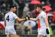 1 May 2022; Ryan Houlihan, left, and Shea Ryan of Kildare congratulate each other after winning possession for their side during the Leinster GAA Football Senior Championship Quarter-Final match between Kildare and Louth at O'Connor Park in Tullamore, Offaly. Photo by Seb Daly/Sportsfile