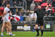 1 May 2022; Referee David Gough disallows a goal for Louth, as Kevin O’Callaghan of Kildare celebrates the decision, during the Leinster GAA Football Senior Championship Quarter-Final match between Kildare and Louth at O'Connor Park in Tullamore, Offaly. Photo by Seb Daly/Sportsfile