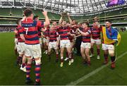 1 May 2022; The Clontarf players celebrate after the Energia All-Ireland League Division 1 Final match between Clontarf and Terenure at Aviva Stadium in Dublin. Photo by Oliver McVeigh/Sportsfile