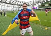 1 May 2022; Ivan Soroka of Clontarf celebrates after the Energia All-Ireland League Division 1 Final match between Clontarf and Terenure at Aviva Stadium in Dublin. Photo by Oliver McVeigh/Sportsfile