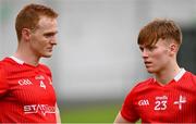 1 May 2022; Donal McKenny, left, and Ciarán Keenan of Louth after their side's defeat in the Leinster GAA Football Senior Championship Quarter-Final match between Kildare and Louth at O'Connor Park in Tullamore, Offaly. Photo by Seb Daly/Sportsfile