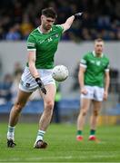 30 April 2022; Josh Ryan of Limerick takes a free during the Munster GAA Senior Football Championship Quarter-Final match between Clare and Limerick at Cusack Park in Ennis, Clare. Photo by Piaras Ó Mídheach/Sportsfile