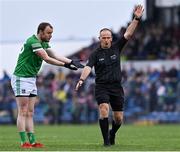 30 April 2022; Robbie Bourke of Limerick with referee Conor Lane during the Munster GAA Senior Football Championship Quarter-Final match between Clare and Limerick at Cusack Park in Ennis, Clare. Photo by Piaras Ó Mídheach/Sportsfile