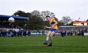 30 April 2022; Joe McGann of Clare scores his penalty in the penalty shoot-out of the Munster GAA Senior Football Championship Quarter-Final match between Clare and Limerick at Cusack Park in Ennis, Clare. Photo by Piaras Ó Mídheach/Sportsfile