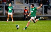 30 April 2022; Hannah O'Connor of Ireland kicks a penalty during the Tik Tok Women's Six Nations Rugby Championship match between Ireland and Scotland at Kingspan Stadium in Belfast. Photo by John Dickson/Sportsfile