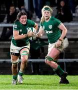 30 April 2022; Hannah O'Connor of Ireland, left, during the Tik Tok Women's Six Nations Rugby Championship match between Ireland and Scotland at Kingspan Stadium in Belfast. Photo by John Dickson/Sportsfile