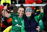30 April 2022; Katie O’Dwyer of Ireland, left, celebrates after the Tik Tok Women's Six Nations Rugby Championship match between Ireland and Scotland at Kingspan Stadium in Belfast. Photo by John Dickson/Sportsfile