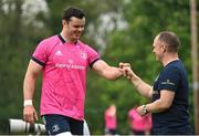 2 May 2022; James Ryan, left, and senior communications and media manager Marcus Ó Buachalla during a Leinster Rugby squad training session at UCD in Dublin. Photo by Seb Daly/Sportsfile