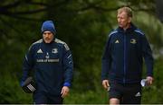 2 May 2022; Head coach Leo Cullen, right, and backs coach Felipe Contepomi arrive before a Leinster Rugby squad training session at UCD in Dublin. Photo by Seb Daly/Sportsfile