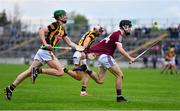 2 May 2022; Liam Collins of Galway in action against Peter McDonald of Kilkenny during the oneills.com Leinster GAA Hurling Under 20 Championship Semi-Final match between Kilkenny and Galway at O'Connor Park in Tullamore, Offaly. Photo by Ben McShane/Sportsfile