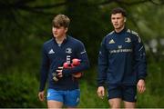 2 May 2022; Matthew Lynch, left, and Michael Moloney arrive before a Leinster Rugby squad training session at UCD in Dublin. Photo by Seb Daly/Sportsfile