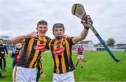 2 May 2022; Peter McDonald, left, and Billy Drennan of Kilkenny celebrate after their side's victory in the oneills.com Leinster GAA Hurling Under 20 Championship Semi-Final match between Kilkenny and Galway at O'Connor Park in Tullamore, Offaly. Photo by Ben McShane/Sportsfile