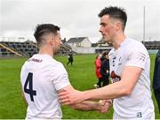 1 May 2022; Mick O’Grady, right, and Ryan Houlihan of Kildare after their side's victory in the Leinster GAA Football Senior Championship Quarter-Final match between Kildare and Louth at O'Connor Park in Tullamore, Offaly. Photo by Seb Daly/Sportsfile