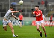 1 May 2022; Liam Jackson of Louth in action against Kevin O’Callaghan of Kildare during the Leinster GAA Football Senior Championship Quarter-Final match between Kildare and Louth at O'Connor Park in Tullamore, Offaly. Photo by Seb Daly/Sportsfile